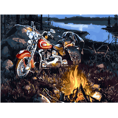 Motorcycle In Forest paint by numbers