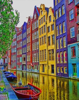 Amsterdam Colorful Houses paint by numbers