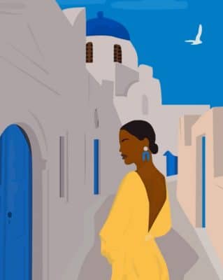 African Woman In Santorini GreecePaint by numbers