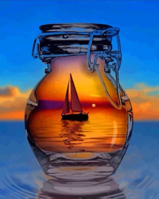 Ship In Glass Bottle Paint by numbers