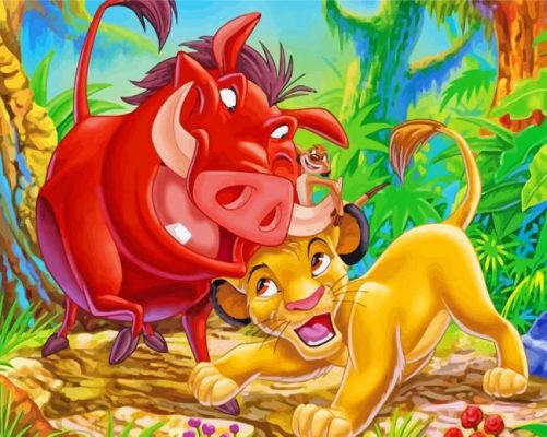 Timon And Pumbaa And Simba Paint by numbers