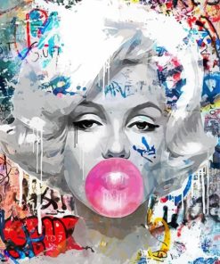 Abstract Marilyn Monroe Blowing Bubble Gum Paint By Numbers