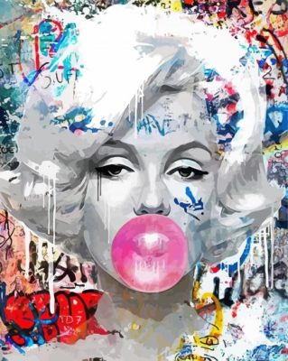 Abstract Marilyn Monroe Blowing Bubble Gum Paint By Numbers