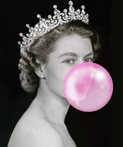 Black And White Queen Elizabeth Blowing Bubble Paint By Numbers