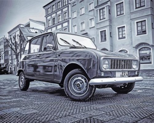 Black And White Renault Car Paint By Numbers