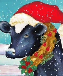 Black Christmas Cow Paint By Numbers