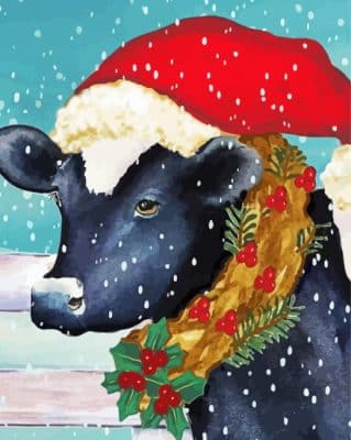 Black Christmas Cow Paint By Numbers