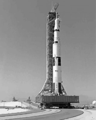 Black And White Saturn V Paint By Numbers