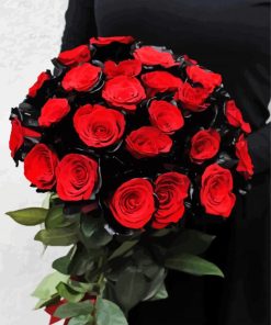 Red And Black Flowers Bouquet Paint By Numbers