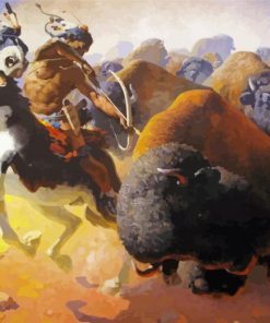 Buffalo And Indians Art Paint By Numbers