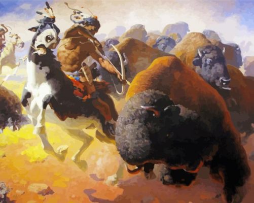 Buffalo And Indians Art Paint By Numbers