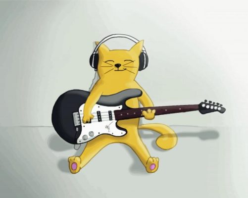 Cat With Headphones And Guitar Paint By Numbers