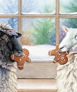 Christmas Sheep In Snow Paint By Numbers