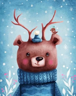 Christmas Bear Art Paint By Numbers