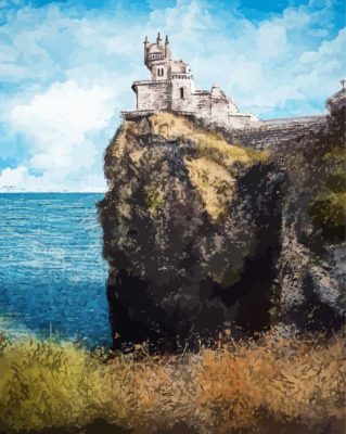 Cliff Side Castle Building Art Paint By Numbers