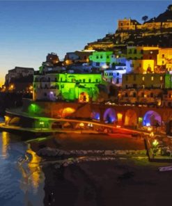 Colorful Amalfi Coast Night Paint By Numbers