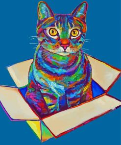 Colorful Cat In A Box Paint By Numbers