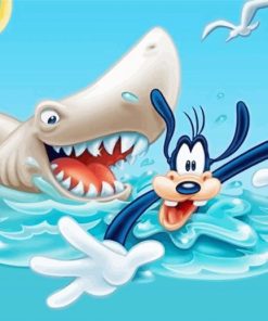 Disney Goofy And Shark Paint By Numbers