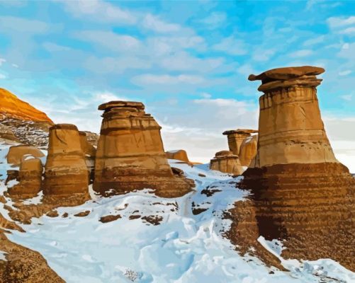 Drumheller Hoodoos In Winter Paint By Numbers