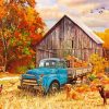 Fall With Blue Truck Paint By Numbers