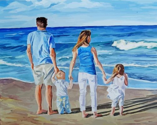 Family Beach Day Art Paint By Numbers