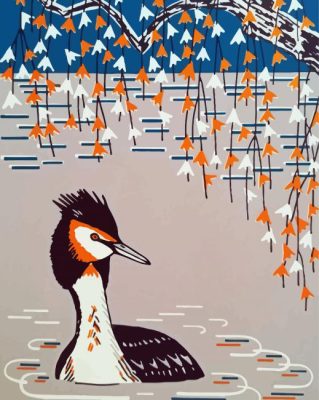 Great Crested Grebe Illustration Paint By Numbers