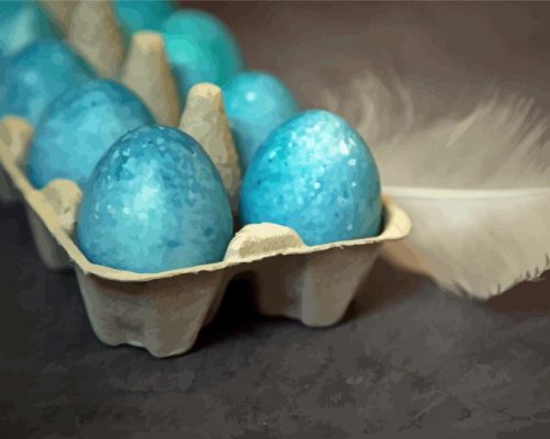 Grey Background With Blue Eggs Paint By Numbers