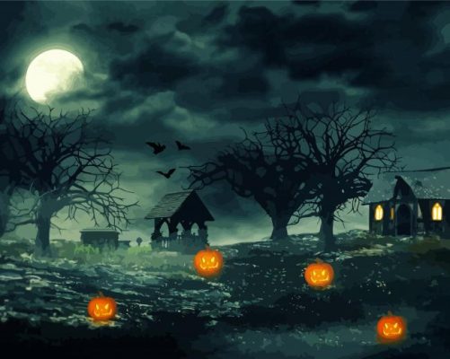 Halloween Landscape Paint By Numbers