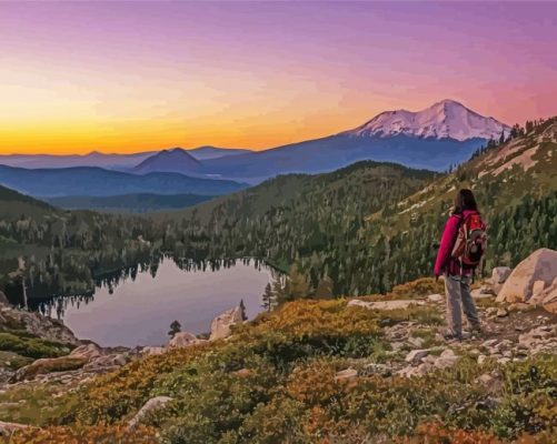 Hiking In Mount Shasta California Paint By Numbers