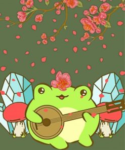 Kawaii Frog Playing Banjo Paint By Numbers