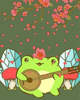 Kawaii Frog Playing Banjo Paint By Numbers