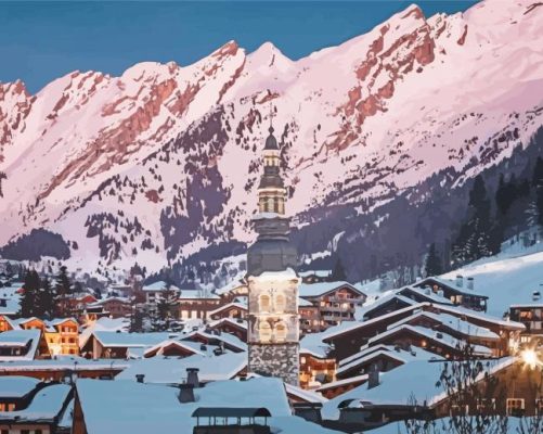 La Clusaz Town At Night Paint By Numbers