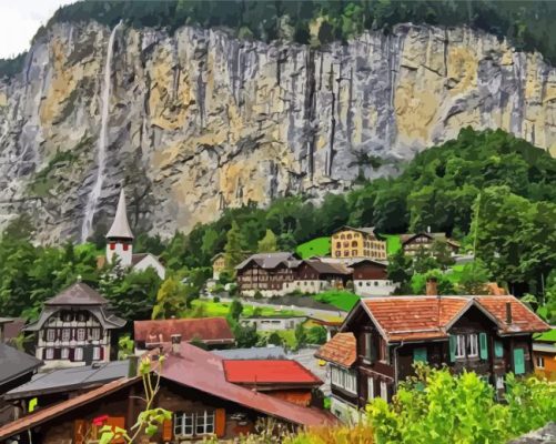 Lauterbrunnen Swiss Paint By Numbers