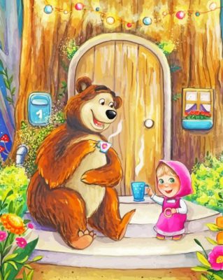 Masha And The Bear Cartoon Art Paint By Numbers