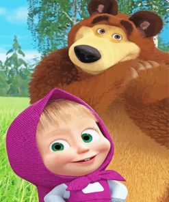 Masha And The Bear Cartoon Characters Paint By Numbers