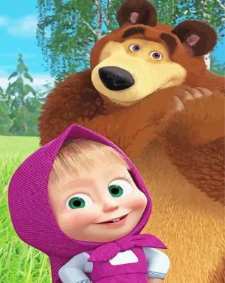 Masha And The Bear Cartoon Characters Paint By Numbers