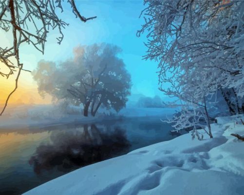 Misty Winter Sunrise Paint By Numbers