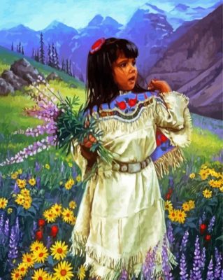 Native Girl And Flowers Paint By Numbers