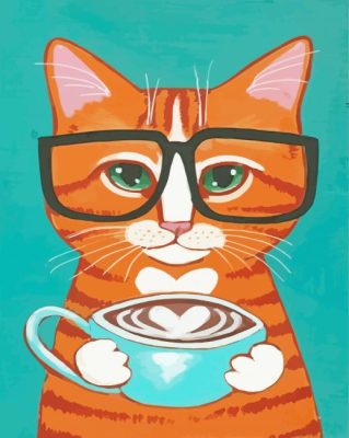 Orange Cat And Coffee Paint By Numbers