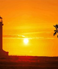 Orange County Lighthouse At Sunset Paint By Numbers