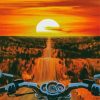 Orange Sunset Motorbike Driver Paint By Numbers