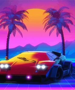 Lamborghini And Palm Trees Paint By Numbers