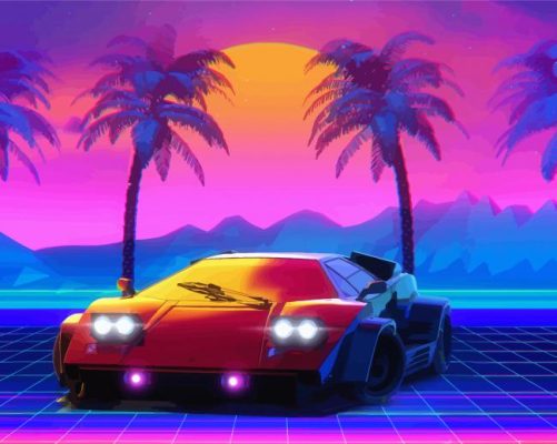 Lamborghini And Palm Trees Paint By Numbers