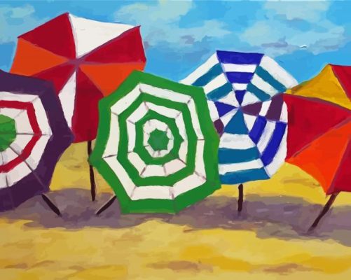 Parasols On The Beach Paint By Numbers