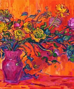Peonies And Ranunculus Flowers Vase Art Paint By Numbers