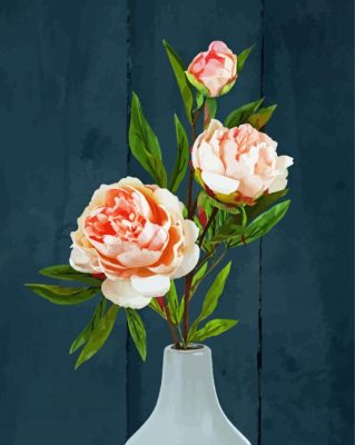 Pink Peach Peonies Vase Paint By Numbers