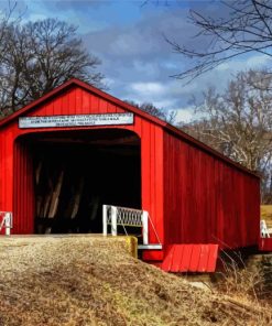 Red Covered Bridge Paint By Numbers