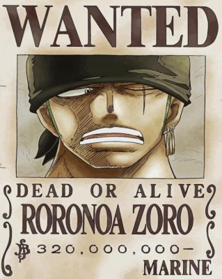 Roronoa Zoro One Piece Wanted Paint By Numbers