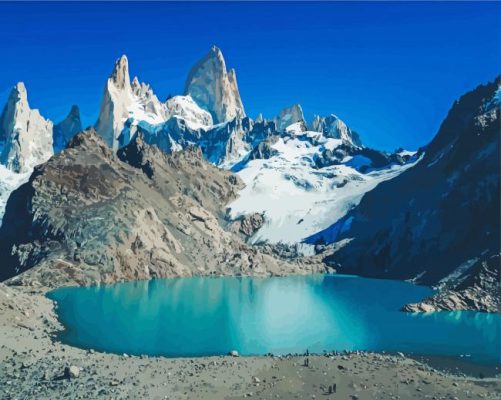 Snowy Fitz Roy Mountain Landscape Paint By Numbers