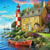 Stone Cabin Lighthouse Paint By Numbers